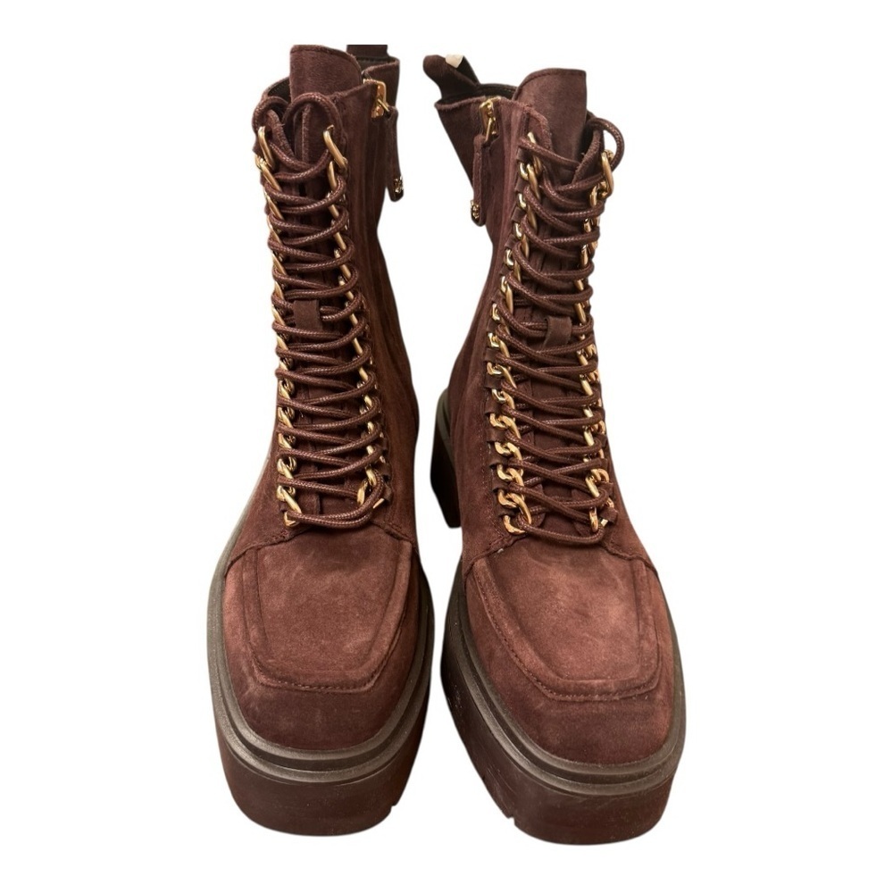 Sam Edelman Womens Lovrin Platform Combat Burgundy Suede Lace Up Boots 7 EUC - Picture 6 of 11